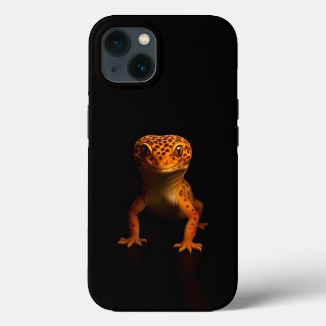 Étui iPhone 13 Black 4 Luxe, Gecko léopard (Verso)
