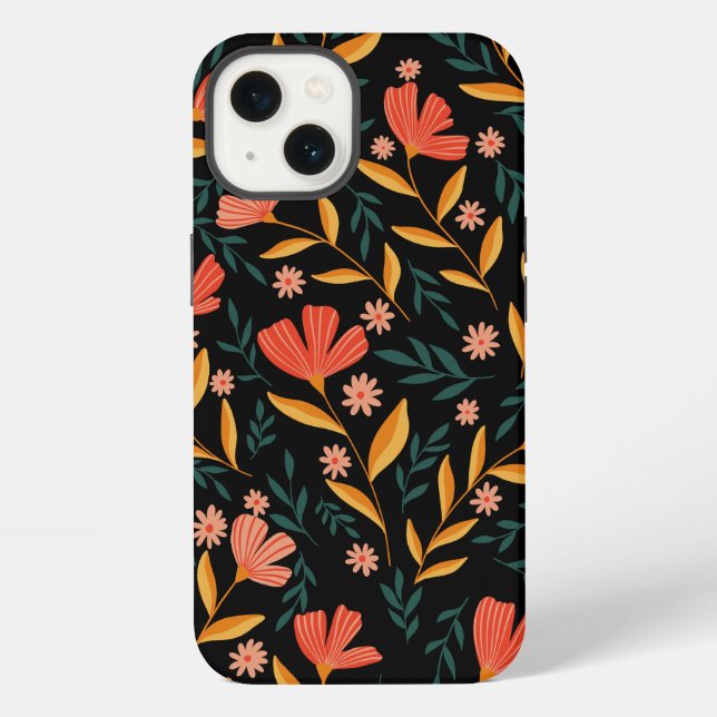 Etui iPhone 13 Coque iphone floral en fleurs de minuit (Verso)