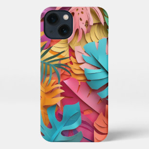 Etui iPhone 13 coque iphone _ Vibrant Feuilles tropicaux coupés e