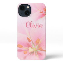 iPhone 13 Coque Rose Lily Lady/Fille/Femme