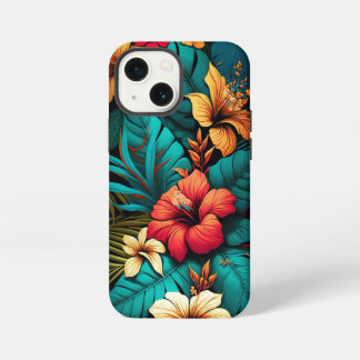 Etui iPhone 13 Mini Fleur tropicale hawaïenne coque iphone exotique