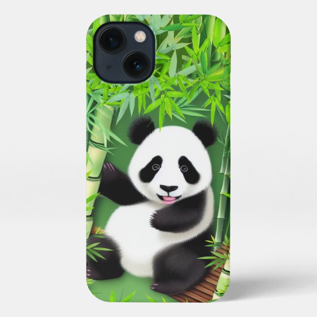 Etui iPhone 13 Panda mignonne dans Bamboo Forest iPhone 13 Coque (Verso)