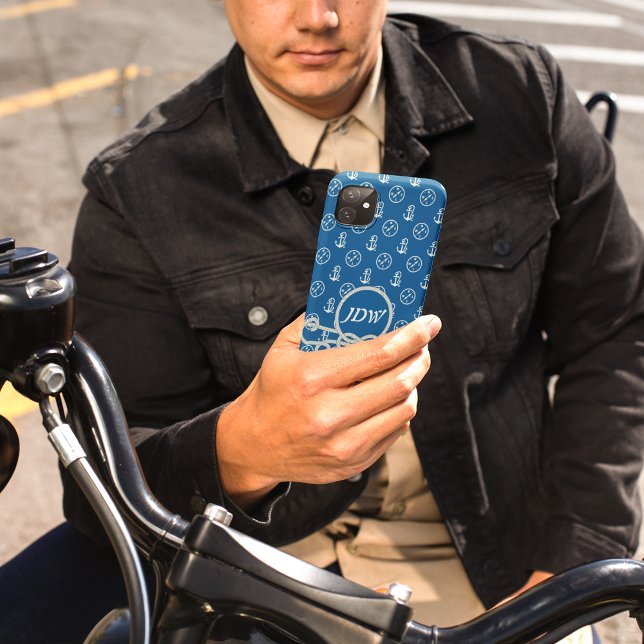 Etui iPhone 13 Pro Coque iphone nautique Monogramme personnalisé (Créateur téléchargé)