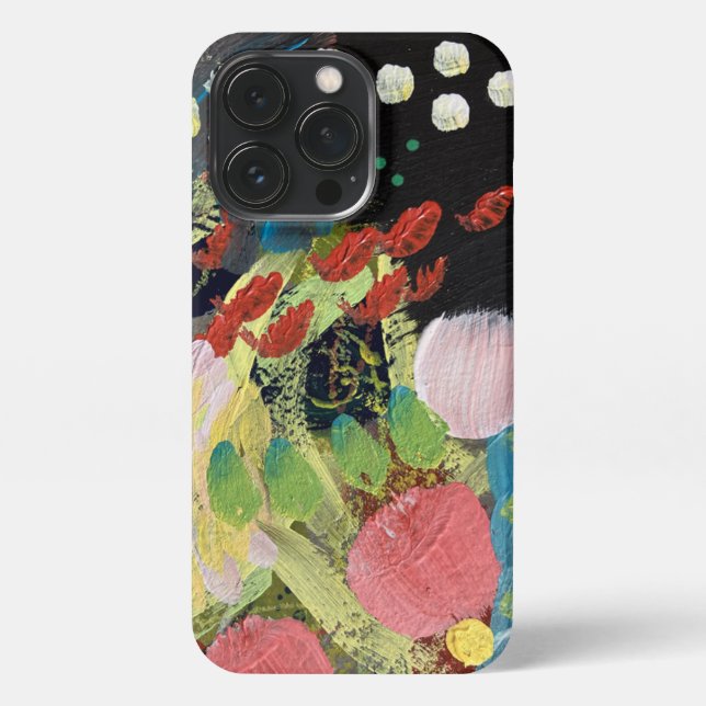 Etui iPhone 13 Pro Fleurs dans le coque iphone de nuit (Verso)