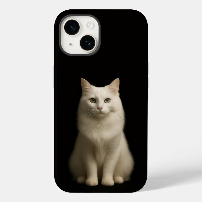 Étui iPhone 14 Black 4 Luxe, Chat Turc Angora (Verso)