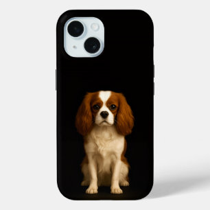 Étui iPhone 15 Black 4 Luxe, Cavalier Spaniel