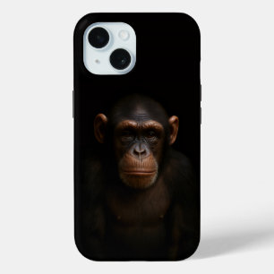 Étui iPhone 15 Black 4 Luxe, Chimpanzé Serein