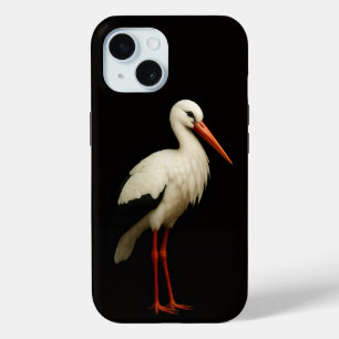 Étui iPhone 15 Black 4 Luxe, Cigogne Élégante