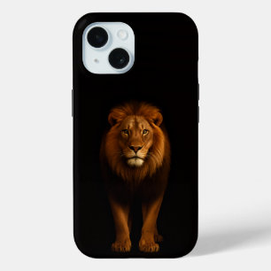 Étui iPhone 15 Black 4 Luxe, Lion Majestueux