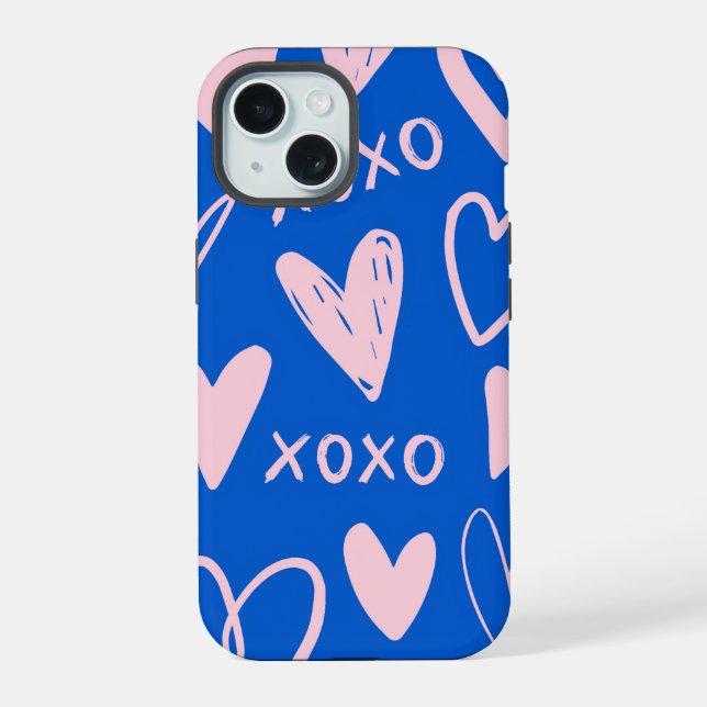 Étui iPhone 15 Cœurs XOXO (Verso)