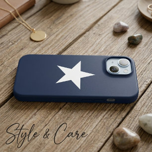 Étui iPhone 15 motif étoile classique bleu marine