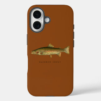 Étui iPhone 16 Marron Selle Truite Arc-en-ciel