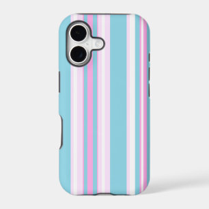 Étui iPhone 5 rayé rose chic, turquoise et blanc