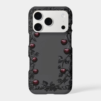 Étui iPhone à cadre gothique cerise | Orné foncé