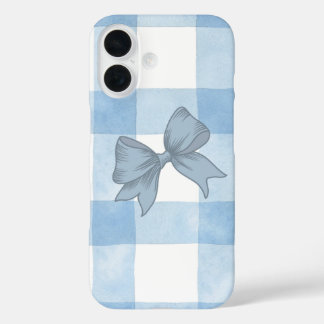 Étui iPhone à carreaux bleus mignon.