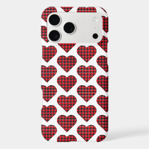 Étui iPhone à carreaux en forme de cœur rouge et n