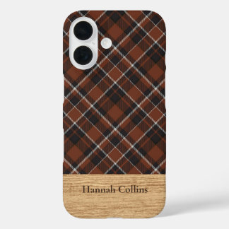 Étui iPhone à carreaux tartan brun personnalisé