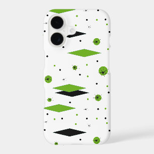 Étui iPhone à diamants et explosions vert rétro