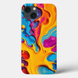 Étui iPhone à encre abstraite tourbillonnante colo