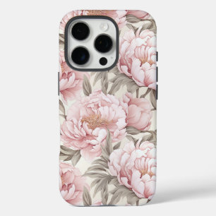 Étui iPhone à fleurs de pivoine élégantes rose et 