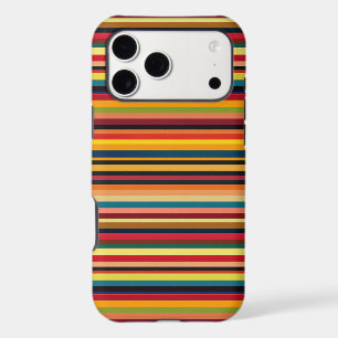 Étui iPhone à Imprimé de Rayures Multicolores Rétr