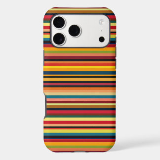 Étui iPhone à Imprimé de Rayures Multicolores Rétr
