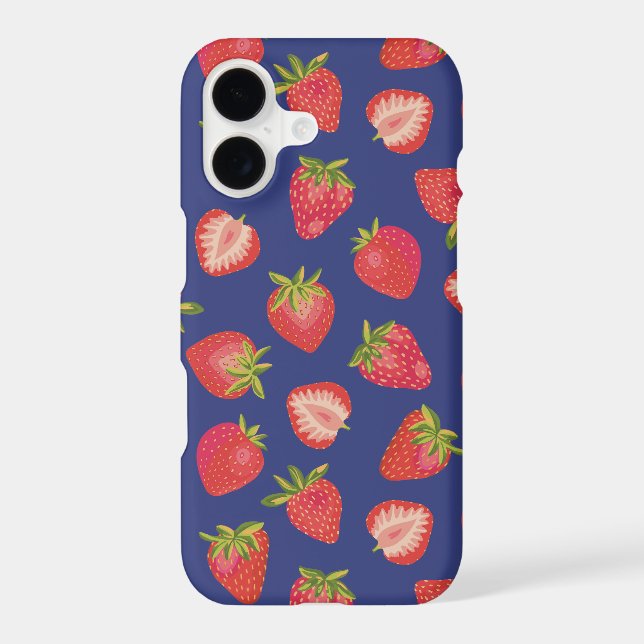 Étui iPhone à la fraise bleu royal (Verso)