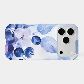 Étui iPhone à motif botanique de myrtille aquarell