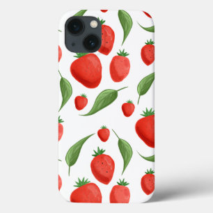 Étui iPhone à motif de feuille de fraise fraîche