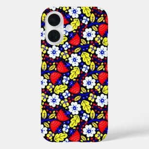 Étui iPhone à motif floral d'art populaire coloré