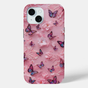 Étui iPhone à motif papillon rose rêveur