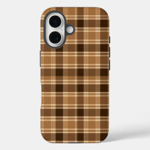 Étui iPhone à motif tartan marron esthétique