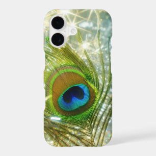 Étui iPhone à plume de paon scintillant