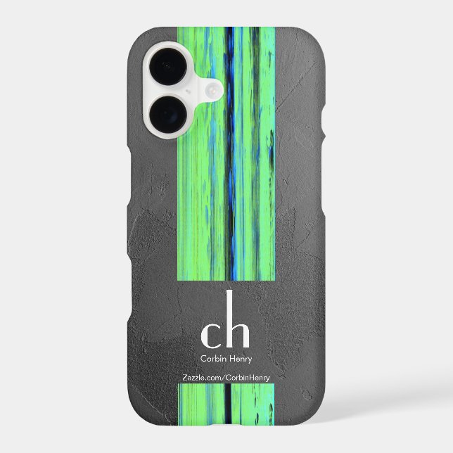 Étui iPhone à texture abstraite avec monogramme mo (Verso)