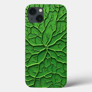 Étui iPhone à texture d'arbre embossé vert