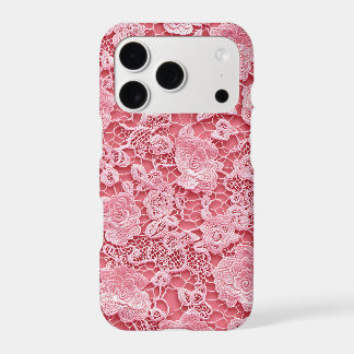 Étui iPhone à texture de dentelle rose | Coquette
