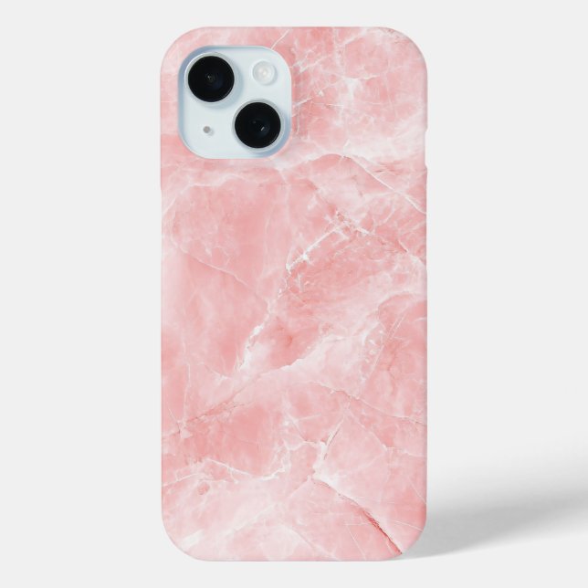 Étui iPhone à texture de marbre rose doux (Verso)