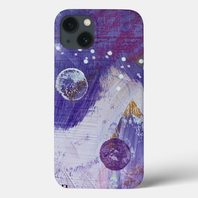 Étui iPhone abstrait violet dans Moon Mountain (Verso)