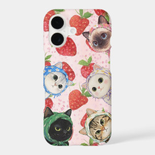 Étui iPhone Adorable Chat aux Fraises