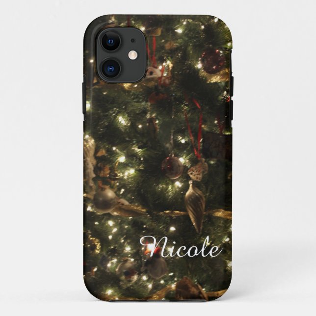 Étui iPhone arbre de Noël personnalisé (Dos)