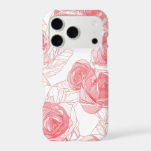 Étui iPhone avec contour de rose rose | Line Art C