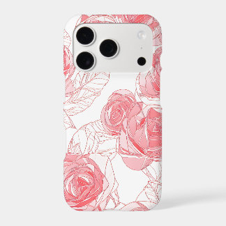 Étui iPhone avec contour de rose rose | Line Art C
