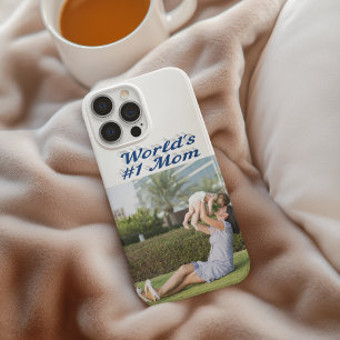 Étui iPhone avec photo de maman texte bleu mer