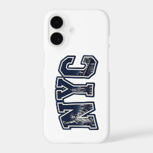 Étui iPhone blanc typographie Varsity classique NY