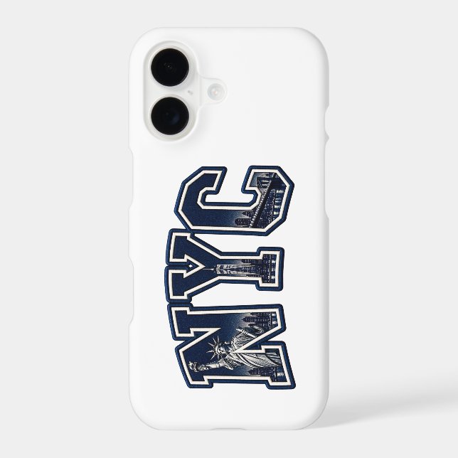 Étui iPhone blanc typographie Varsity classique NY (Verso)