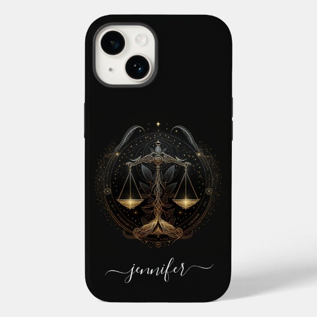 Étui iPhone Case-Mate Libra zodiaque noir et or (Verso)