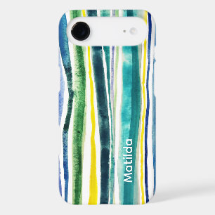 Étui iPhone Case-Mate rayures bleues et vertes