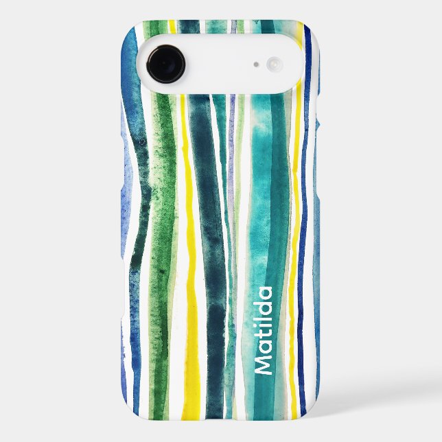 Étui iPhone Case-Mate rayures bleues et vertes (Verso)