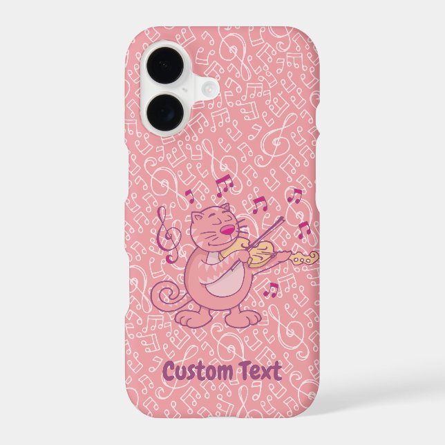 Étui iPhone Chat Rose avec Violon (Verso)