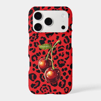 Étui iPhone Cherry Leopard | Rouge Noir Sauvage